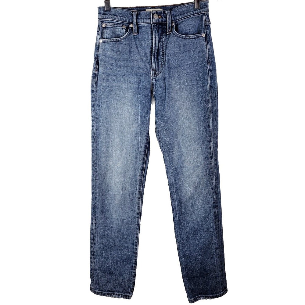 Madewell 25 The Perfect Vintage Jean Blue Medium Wash Straight Distressed High